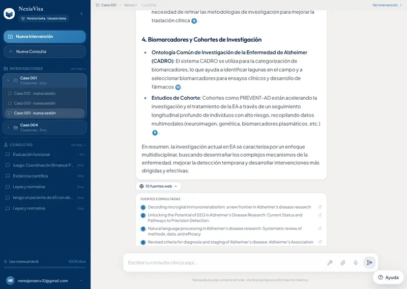 AI research assistant answering a clinical question with cited sources